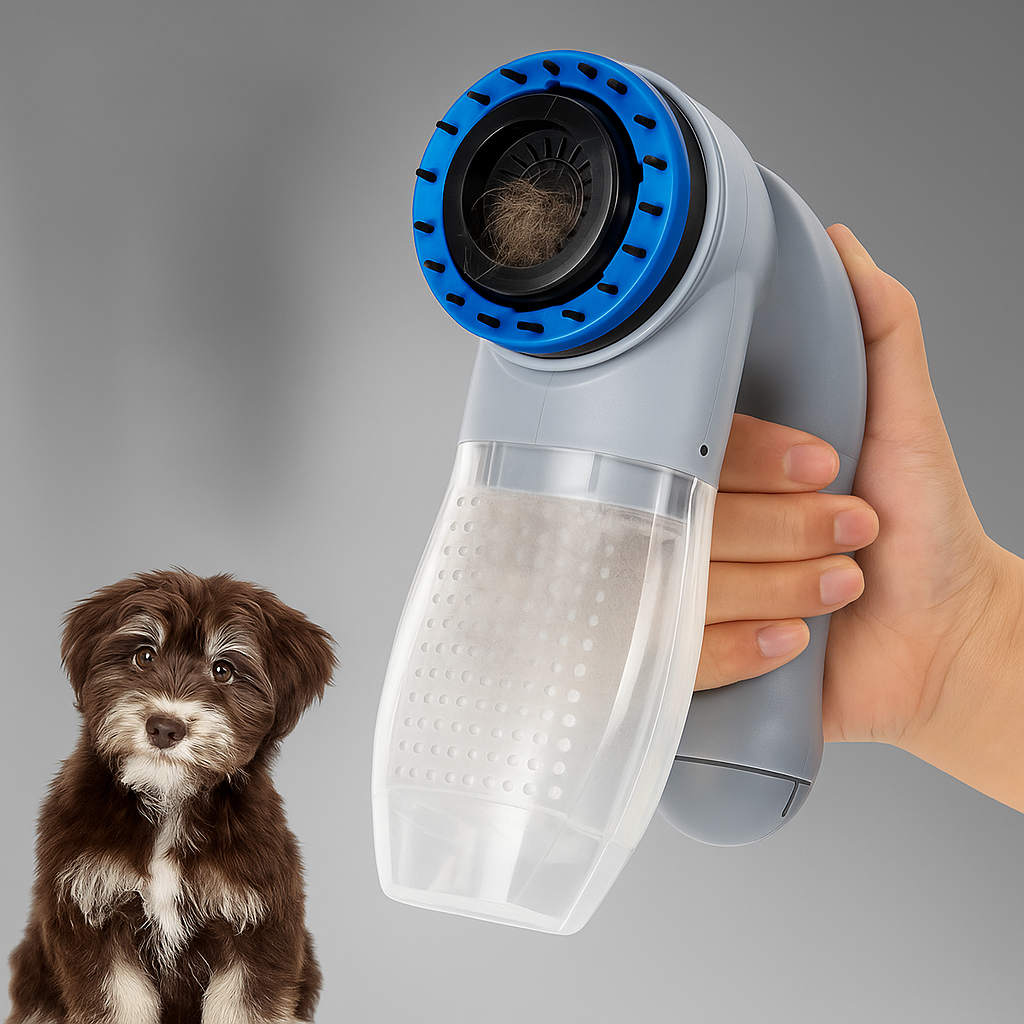 Spazzola Elettrica per Cani e Gatti – Rimuove e Aspira il Pelo in un Solo Gesto