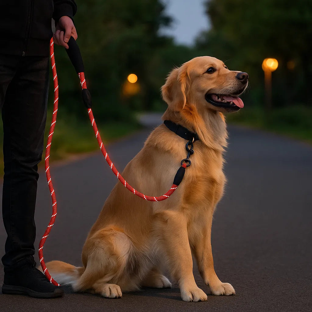 Corda da Traino Riflettente per Cani – Extra Resistente con Impugnatura Imbottita