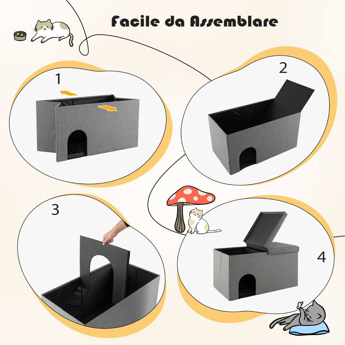 Mobile per Lettiera per Gatti Nascosto, Panca per Scarpe Con Filtro Al Carbone per Il Controllo Degli Odori 2 Colori