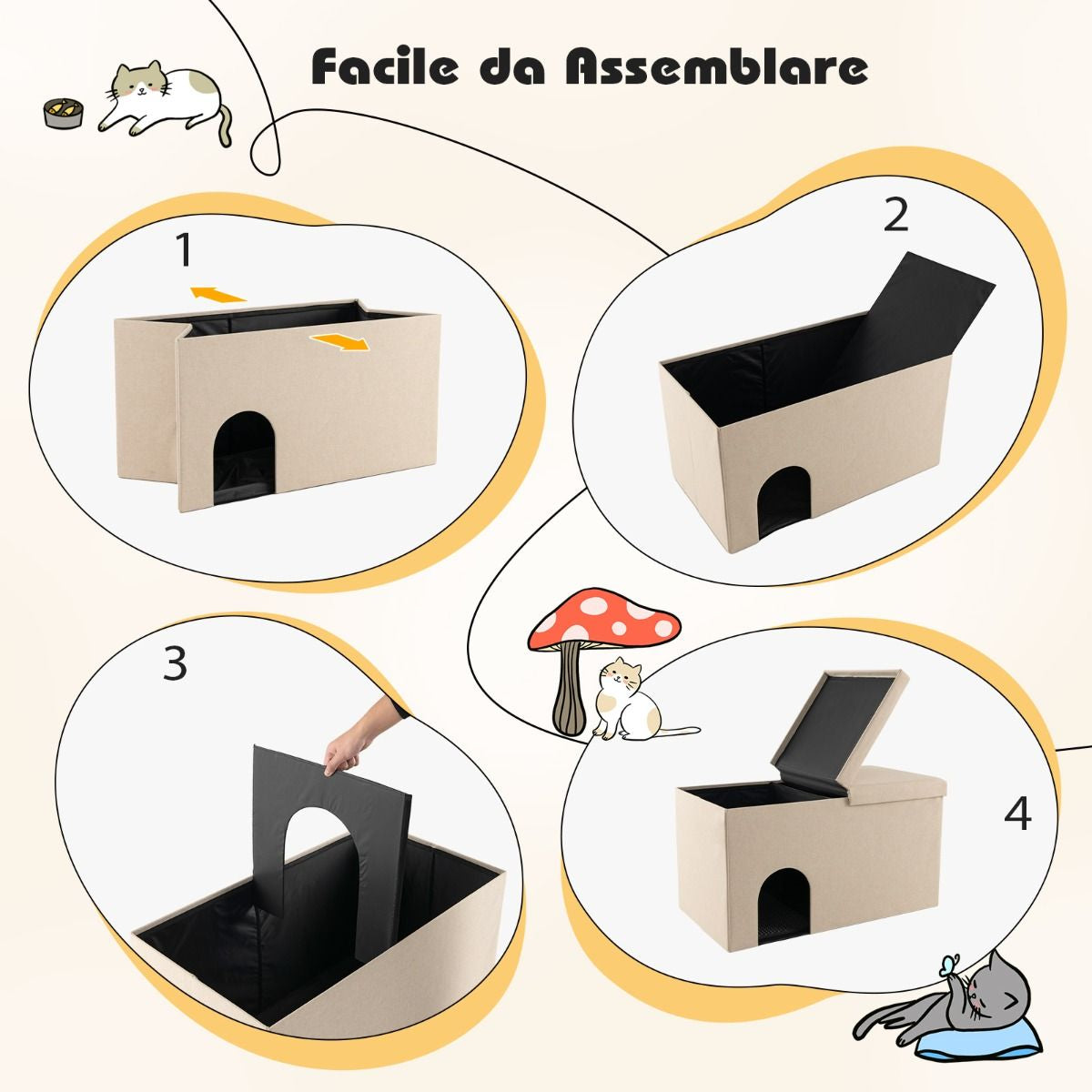Mobile per Lettiera per Gatti Nascosto, Panca per Scarpe Con Filtro Al Carbone per Il Controllo Degli Odori 2 Colori