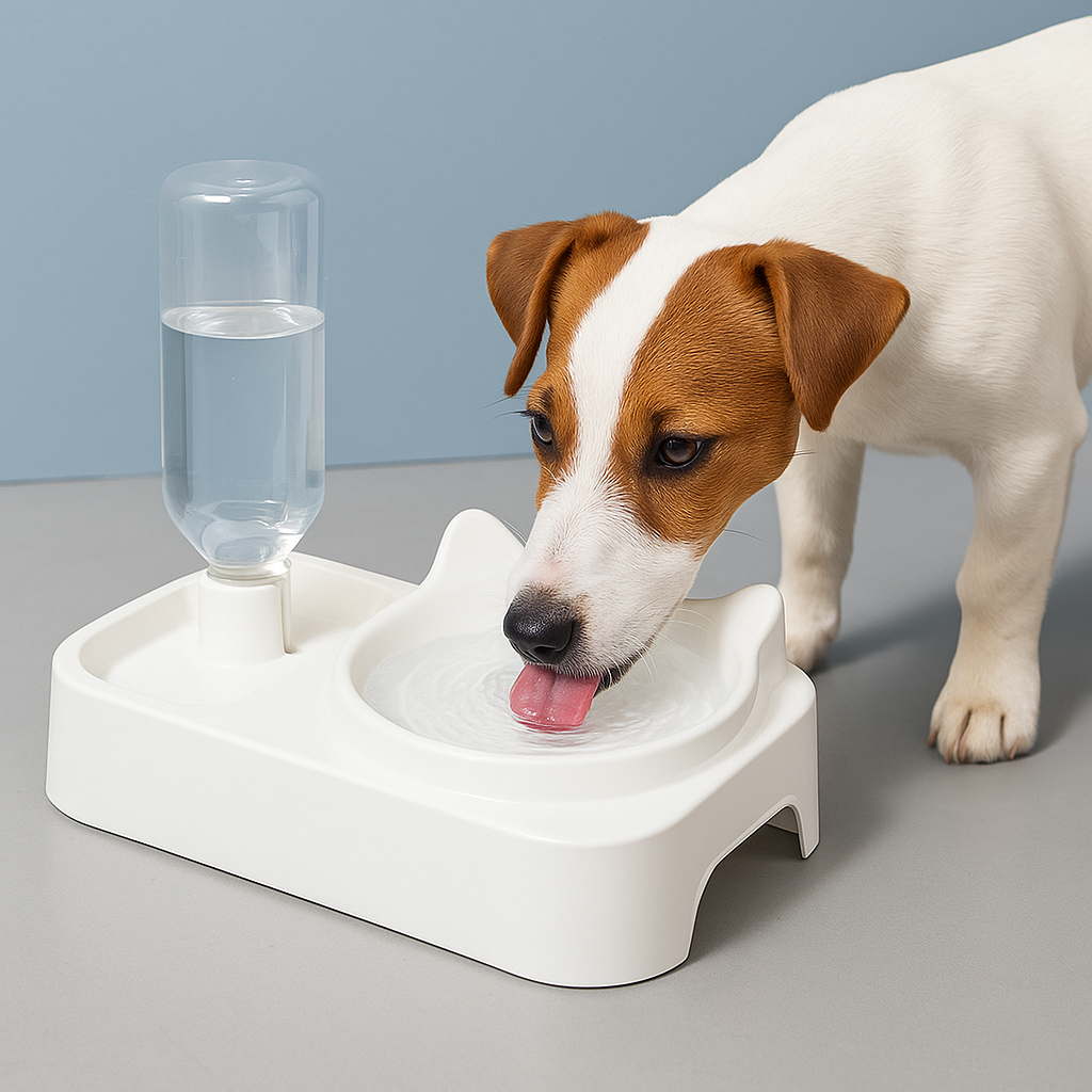 Ciotola Doppia con Dispenser per Cani e Gatti – Antiscivolo e Antiribaltamento