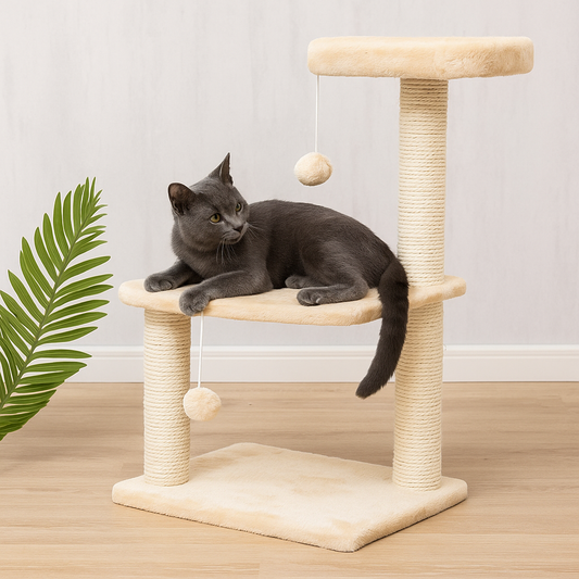 Tiragraffi a 3 Livelli con Colonne in Sisal – Relax e Gioco per Gatti