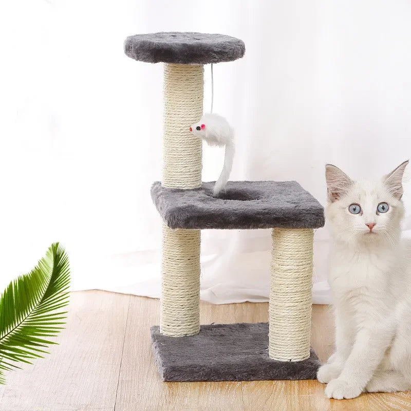 Tiragraffi a 3 Livelli con Colonne in Sisal – Relax e Gioco per Gatti