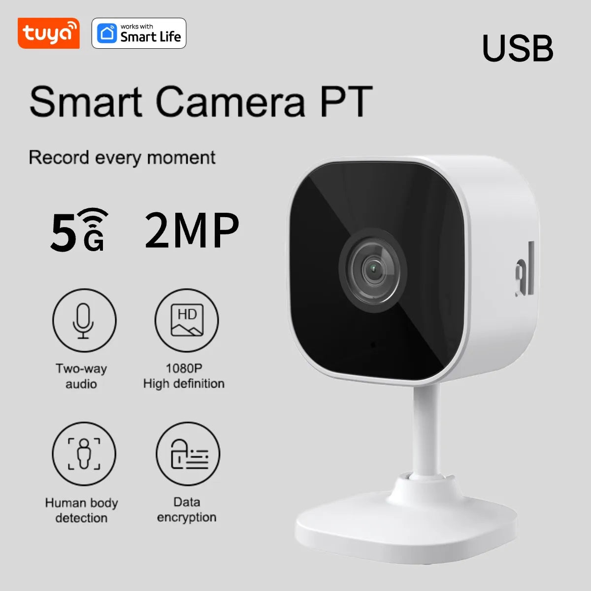 Smart Camera Wi-Fi Tuya 1080p – Controllo da App, Rilevamento Movimento, Audio Bidirezionale