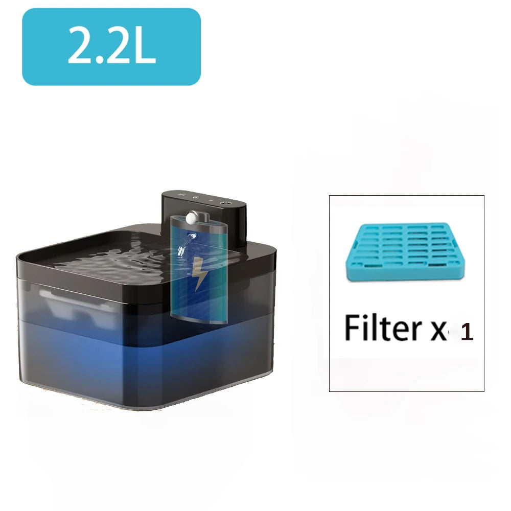 Fontanella Automatica Wireless per Gatti e Cani – 2.2L con Sensore e Ricarica USB